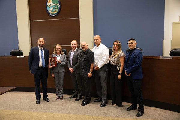 From left to right; Mayor Manny Cid, CEO Jeanne Kucey, COO Dr. Aaron Small, Board Chairman Bolivar Perez, CLO Michael Lemelin, MRM Melissa Rossi and MRM Rodrigo Fernandez