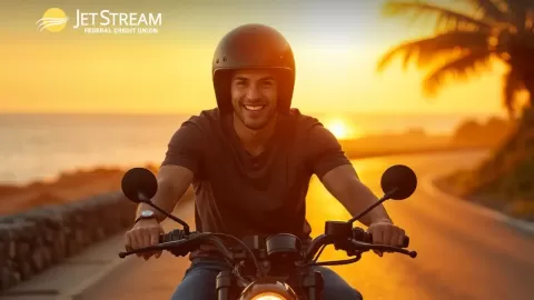 JetStream customer riding his new motorcycle thanks to a JetStream motorcycle loan
